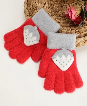 PASSION PETALS Self Design Strawberry Applique Detailed Gloves -  Red