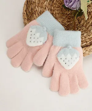 PASSION PETALS Self Design Strawberry Applique Detailed Gloves - Pink