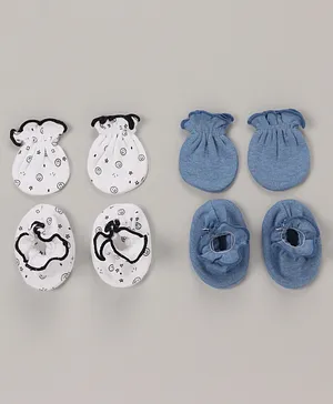Ben Benny Interlock Mittens and Booties Polka Dot Print & Solid Colour Pack of 4 - Peach & White