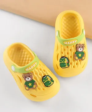 Cute Walk by Babyhug Slip On Clogs with Bear Applique - Yellow