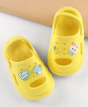Cute Walk by Babyhug Clogs with Back Strap Bunny Applique - Yellow