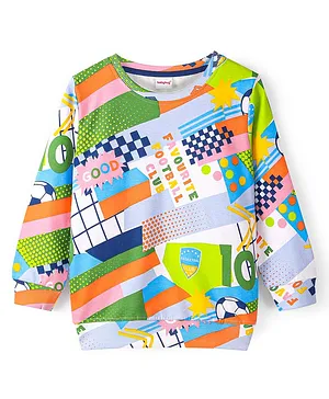 Babyhug Cotton Knit Full Sleeves Text Printed Sweatshirt - Multicolour
