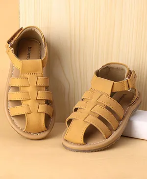 Babyoye Solid Velcro Closure Sandals - Brown