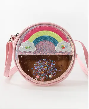 Babyhug Sling Bag with Rainbow Applique Free Size - Pink