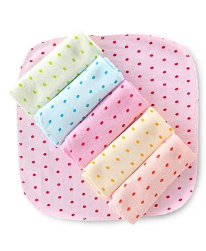 Babyhug Terry Knit Hand And Face Towels Polka Dot Print Pack Of 6 Multicolour