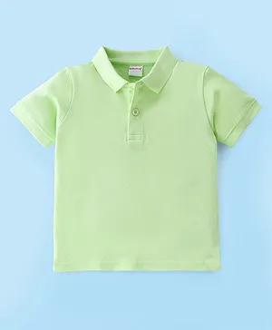 Babyhug 100% Cotton Knit Half Sleeves Polo T-Shirt Solid Colour - Green