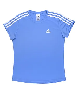 Adidas Kids Knit Half Sleeves T-Shirt with Stripe Design - Blue