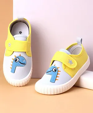 Cute Walk by Babyhug Casual Shoes with Velcro Closure & Dinosaur Patch - Yellow