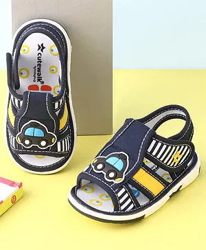 Cute Walk by Babyhug Musical Sandals with Car Patch-Blue
