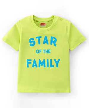 Babyhug 100% Cotton Knit Half Sleeves T-Shirt With Text Graphics - Green