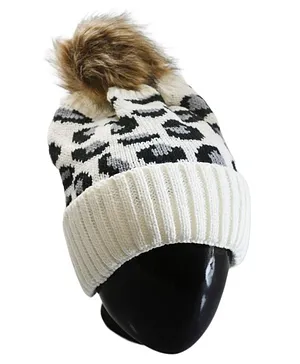Tipy Tipy Tap Abstract Printed Acro Woollen Cap - White
