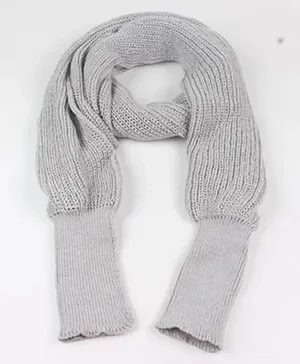 Tipy Tipy Tap Solid Acro Woollen  Muffler With Attached Sleeves -  Grey