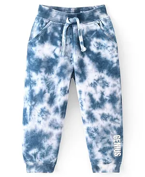 OHMS Cotton Looper Knit Full Length Tie Dyed Lounge Pant - Blue