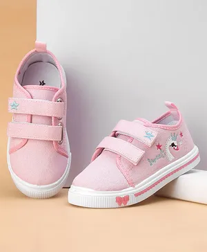 Cute Walk by Babyhug Casual Shoes With Velcro Closure & Embroidery - Pink