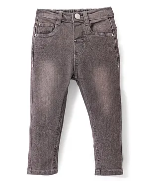 Babyhug Denim Full Length with Stretch Washed Jeans - Grey