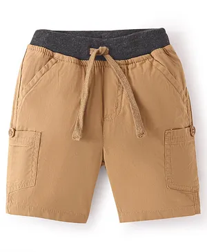Babyhug 100% Cotton Woven Solid Color Shorts - Khaki