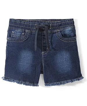 Pine Kids Denim Washed Knit Mid Thigh Length Shorts - Blue