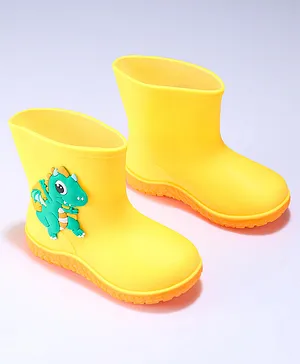 Cute Walk by Babyhug Gumboots with Dino Applique -Yellow