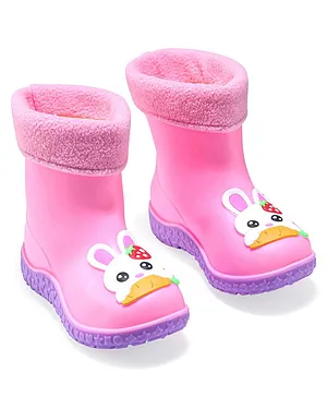 Cute Walk by Babyhug Slip Ons Rain Boots Rabbit Design - Pink