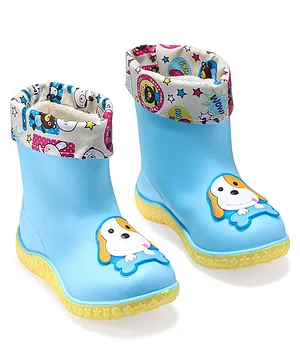 Cute Walk by Babyhug Slip Ons Rain Boots Dog Design - Blue