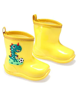 Cute Walk by Babyhug Gumboots with Dino Applique- Yellow