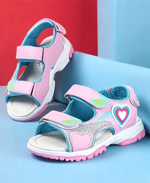 Cute Walk by Babyhug Sandal with Velcro Closure Heart Applique - Pink
