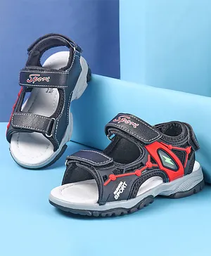 Cute Walk by Babyhug Slip On Sandals with Sports Print & Velcro Closure - Black