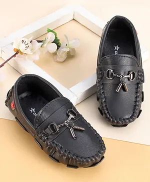 Cute Walk by Babyhug Slip On Party Wear Shoes with Chain Applique- Black