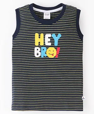 Simply Sinker Sleeveless T-Shirt With Text Print - Yellow & Black