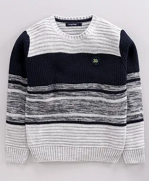 Wingsfield Full Sleeves Striped Design Sweater - Navy Blue