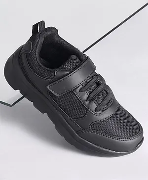 Pine Kids School Shoes with Velcro Closure -  Black
