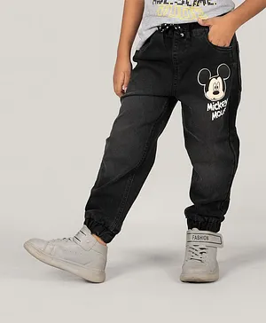 ZALIO Disney Featuring Mickey Mouse Printed 5 Pocket Joggers - Black