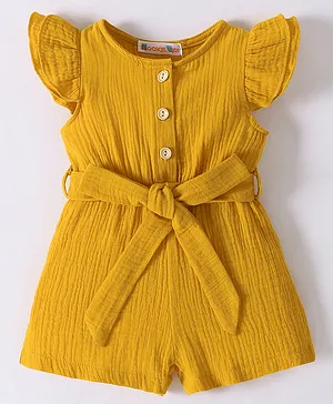 Kookie Kids Frill Sleeves  Jumpsuit Solid Colour - Yellow