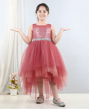Toy Balloon Kids Sleeveless Sequin Embellished & Beads Detailed Dress - Dusty Rose