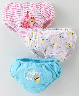 Bodycare Cotton Knit Panties Striped & Baby Shark Print - Lt.Sky Blue & White