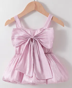Kookie Kids Sleeveless Solid Color Top Bow Applique - Pink