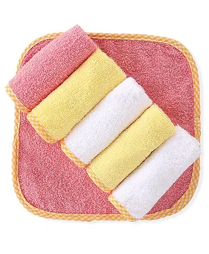 Babyhug Terry Woven Solid Color Hand and Face Towel Pack of 6 L 25.4 X H 25.4 cm - Multicolour