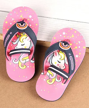 Cute Walk by Babyhug Flip Flops with Back Strap Unicorn Print - Pink