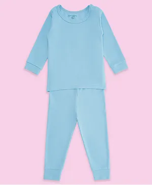 Pantaloons Baby Full Sleeves Solid Tee & Pajama Set - Blue