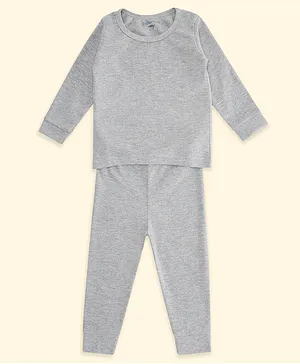 Pantaloons Baby Full Length Solid Tee & Pajama Set - Grey Melange