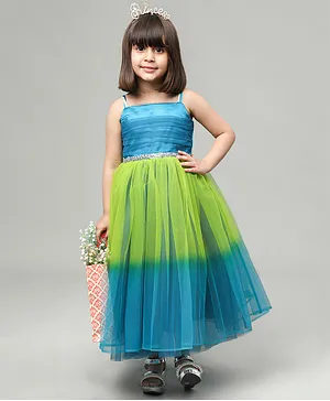 Toy Balloon Kids Sleeveless Sequin Band Embellished Ombre Gown  -  Rama Green