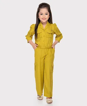 TINY BABY Three Fourth Sleeves Solid Top With Pant - Yellow