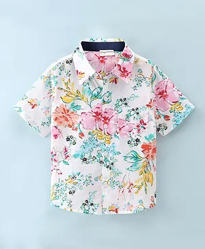 CrayonFlakes Half Sleeves Floral Printed Shirt - Off White