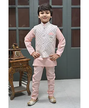 BT DEZINES Cotton  Full Sleeves Solid Kurta & Pyjama With Sequin Embellished Jacket - Rose Pink