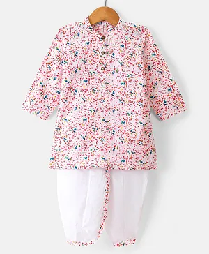 Babyhug 100% Cotton Woven Full Sleeves Printed Kurta & Dhoti Set - Multicolour