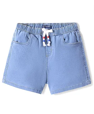 Pine Kids Cotton Woven Mid Thigh Length  Shorts Solid Colour - Light Blue