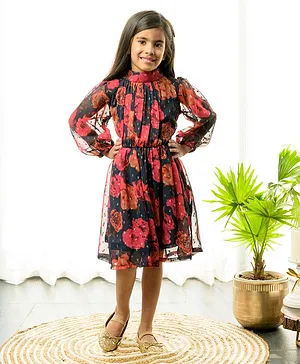 Fairies Forever Full Sleeves Floral Printed Dress - Multi Colour