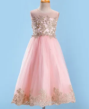 Mark & Mia Sleeveless Party Gown With Floral Lace - Pink