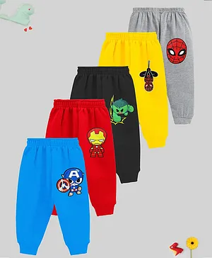 KUCHIPOO Pack Of 5 Marvels Featuring Avengers Printed Track Pants -  Multi Colour