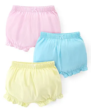 Babyhug 100% Cotton Knit Solid Bloomers Pack of 3 - Multicolour